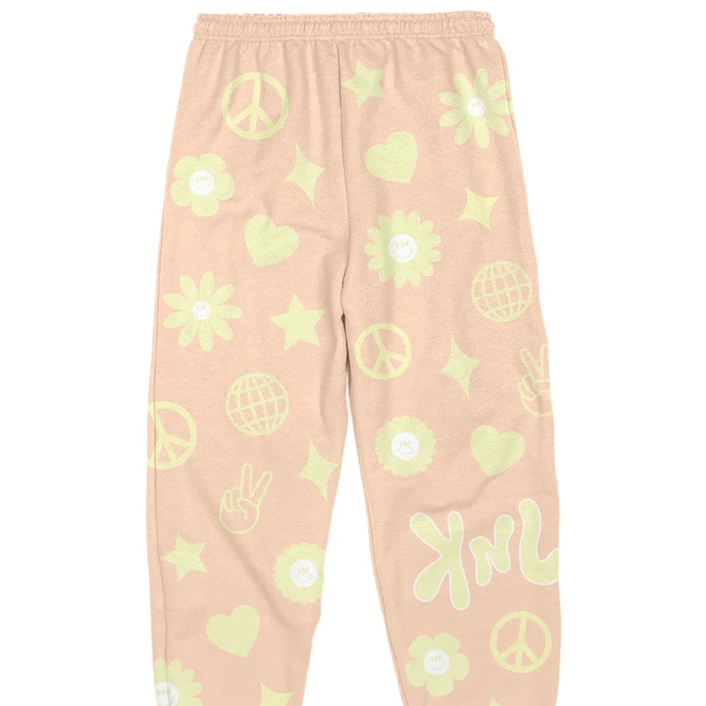 NEW!! KNJ Peace Out Light Orange Sweatpants official